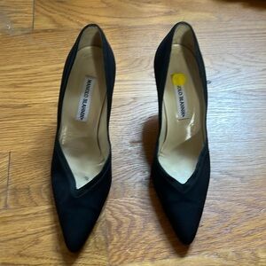 Manolo Blahnik Black Satin Heels